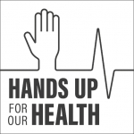 Hands up for our Health logo (grey)